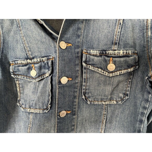 Black Orchid Cropped Denim Jacket Sz Medium Thunder Struck Blue Distressed - Picture 3 of 4